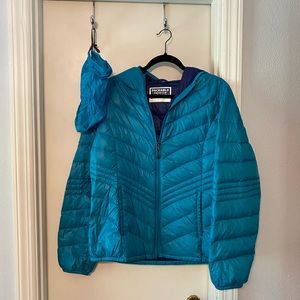 Down winter coat/ jacket - teal/blue